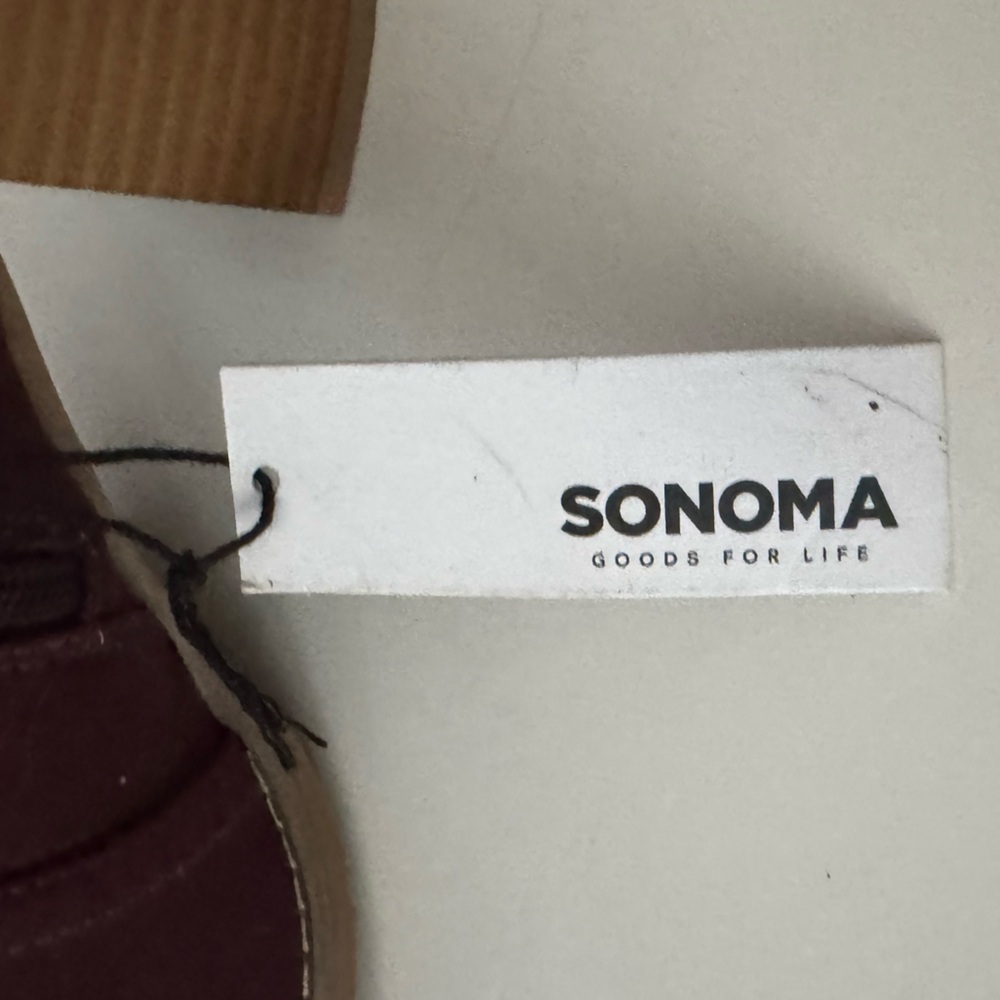 NWT SONOMA Thelma BurgundyTextile Peep Toe Zip Booties, Size 10 M - Picture 7 of 8